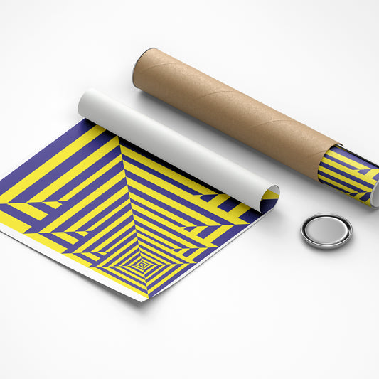 Roll of paper with a geometric pattern on a white background