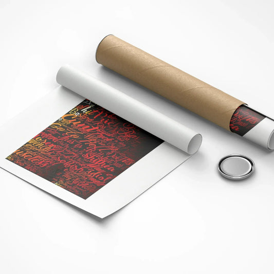 Roll of paper with a printed design on a white background
