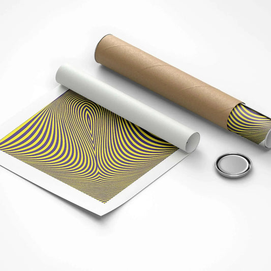 Roll of paper with a yellow and black pattern on a white background