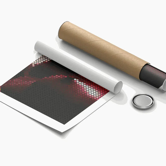 Roll of paper with textured surface and cylindrical object on a white background