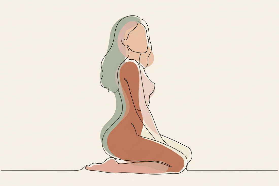 Minimal erotic line drawing of a woman's form — therapeutic intimacy art for body healing and self-love