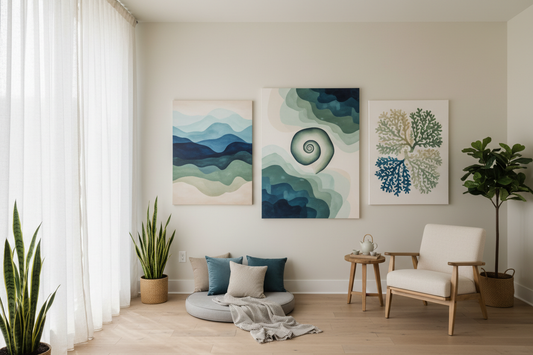 Neuro-calming therapeutic wall art prints for wellness spaces - sacred geometry and mandala designs by Ilu Art Therapy