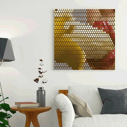 Living room with a decorative wall art piece of a rooster.