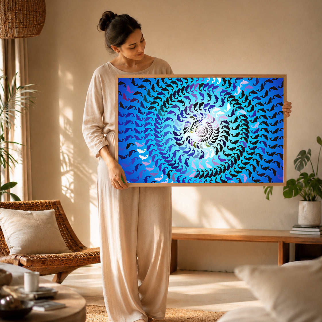 neutral tone wall art for luxury interiors and calming room aesthetics