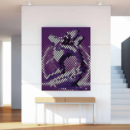 Abstract art piece on a wall in a modern interior setting