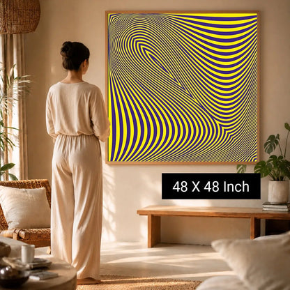 Healing Canvas Wall Art by Ilu Art Therapy features a vibrant yellow and blue abstract design, perfect for yoga studios and c