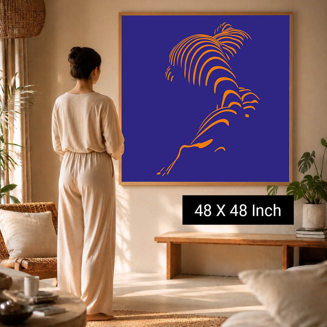calming beige canvas artwork for luxury minimalist home interiors