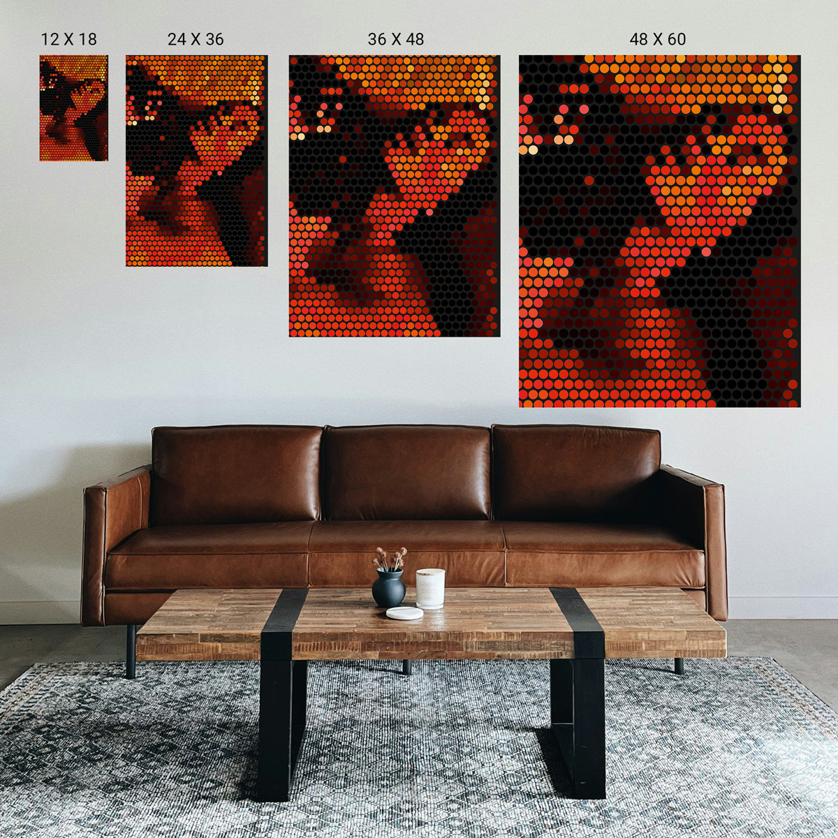 Circular stippling pattern print used as a visual meditation point in a wellness studio