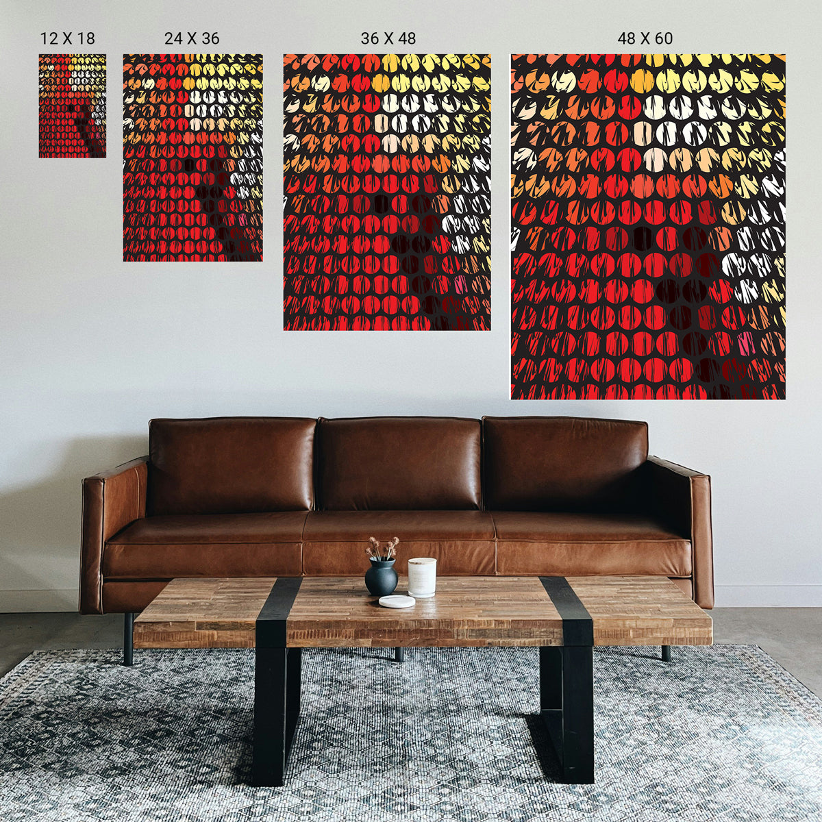 Modern waiting room with gentle geometric wall prints designed to reduce anxiety and stress