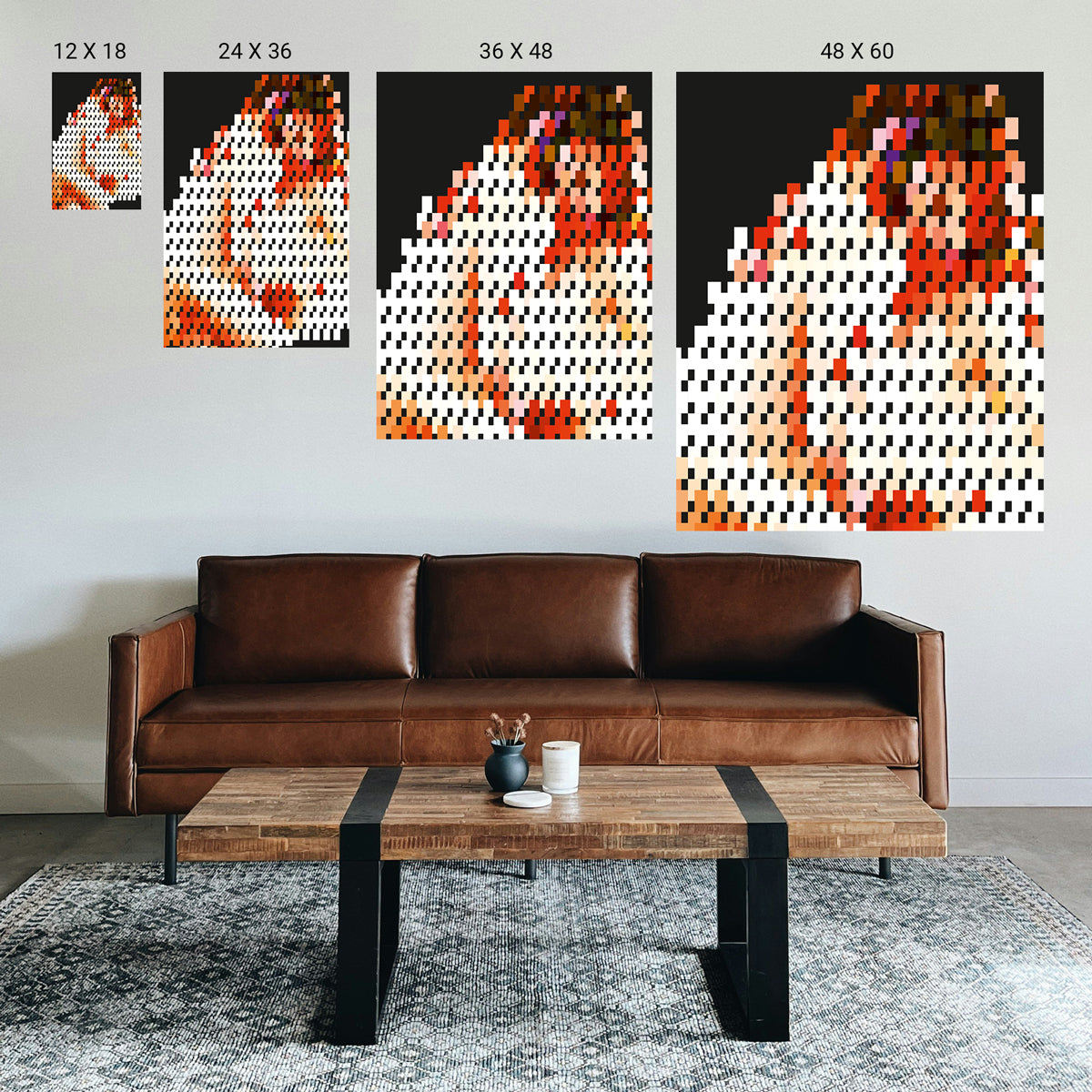 Contemplative abstract symmetry print featured as the main focal point in a mental health clinic