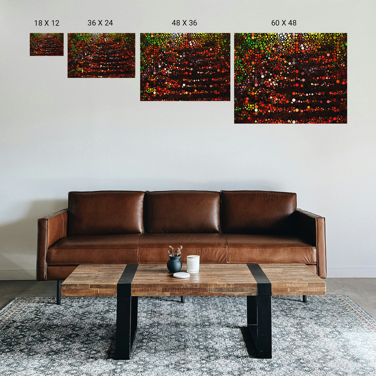 Paired calming art prints above a double bed to support restful sleep and relaxation.