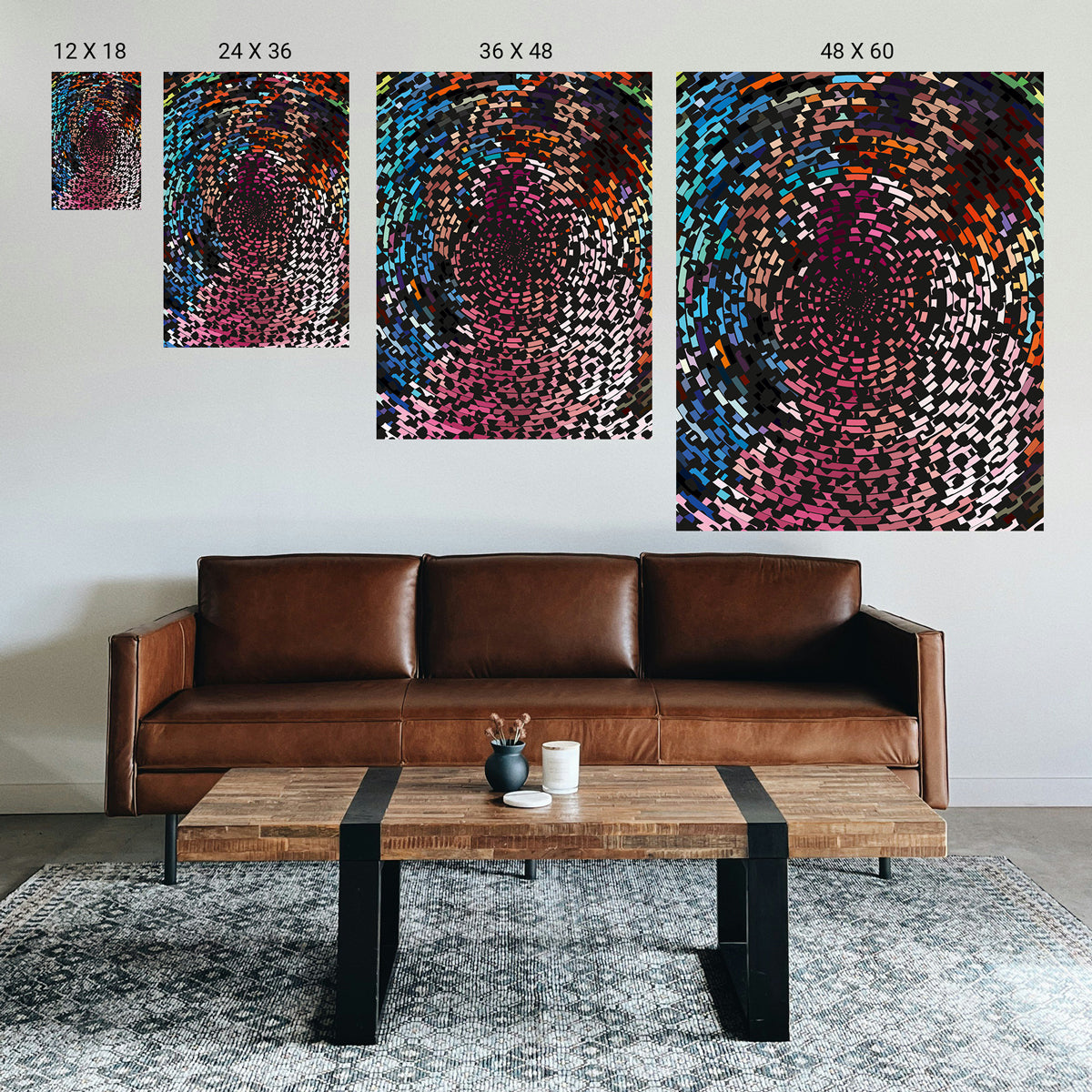 Optical illusion wall art for meditation spaces