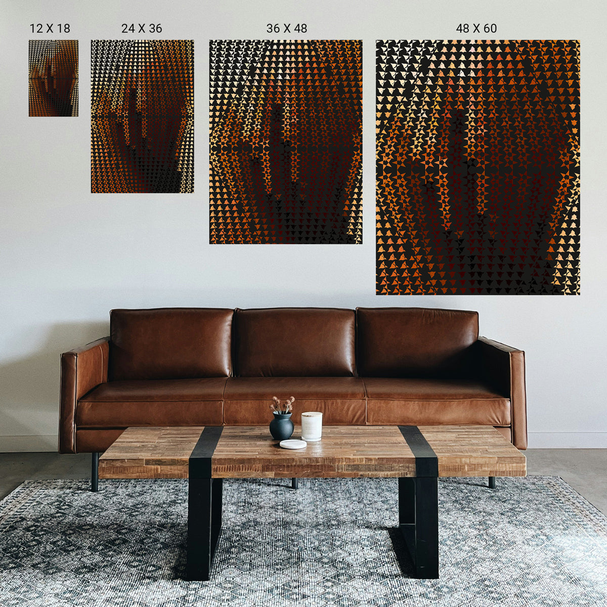 Bilateral geometric art print with mirrored lines supporting calm visual scanning