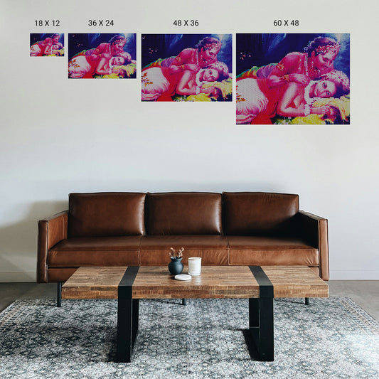 Wellness clinic corridor using repeated prints to create continuity and calm.