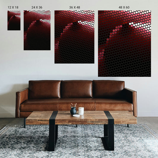 Symmetrical focus print above a single lounge chair in a reflective self‑care corner