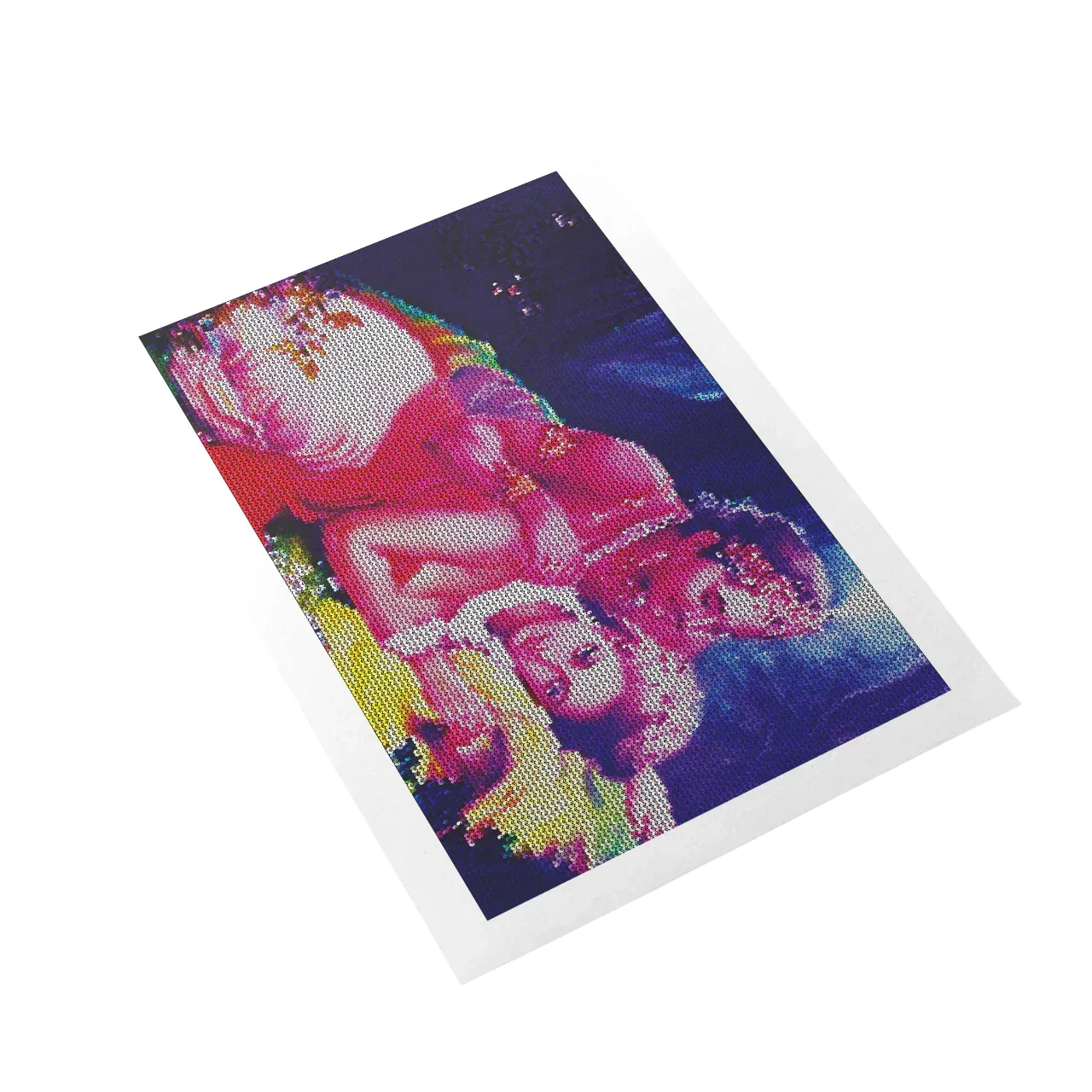 Colorful cross-stitch pattern on a white background