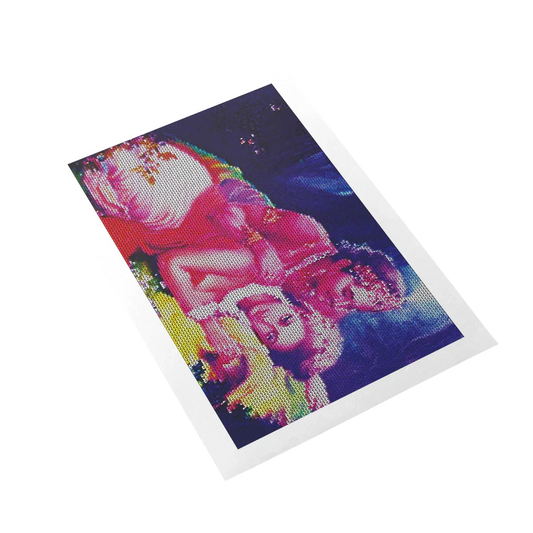 Colorful cross-stitch pattern on a white background