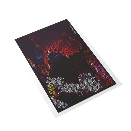 Decorative greeting card with floral patterns on a white background