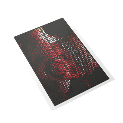 Notebook with red and black pattern on a white background