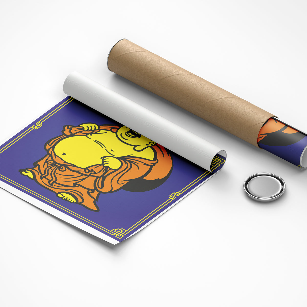 Roll of paper with a colorful design of a lion on a white background