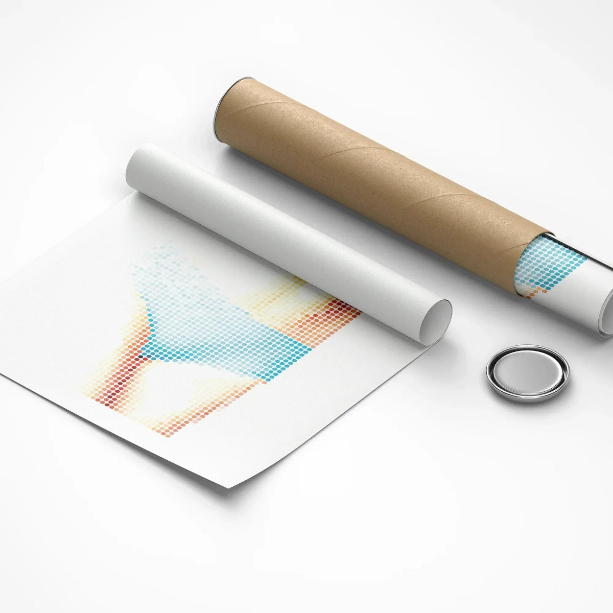 Roll of paper with a printed design on a white surface