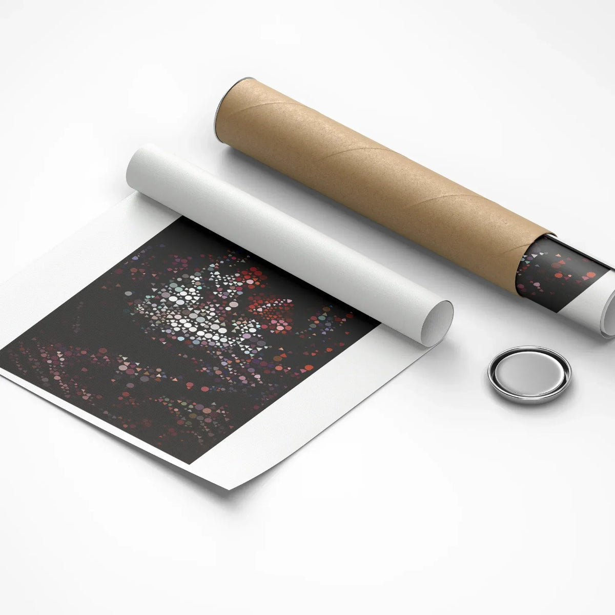 Roll of paper with a printed design on a white background