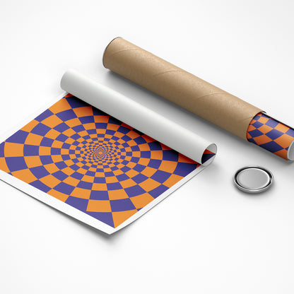 Roll of paper with a colorful geometric pattern on a white background