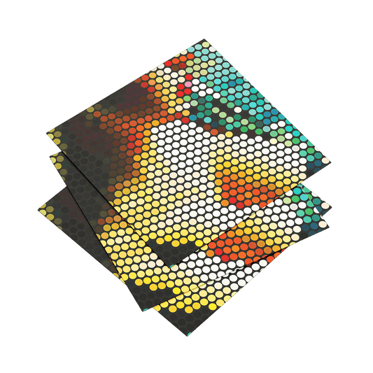 Colorful dot mosaic on a dark background