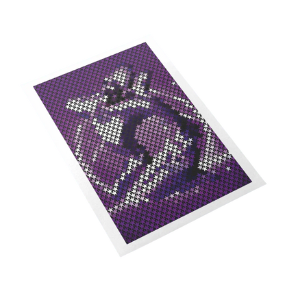 Purple and white star pattern on a white background