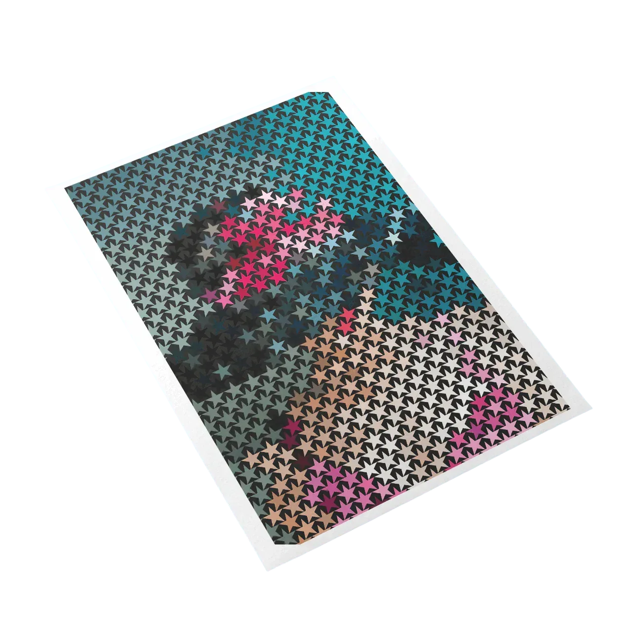 Colorful star-patterned paper on a white background