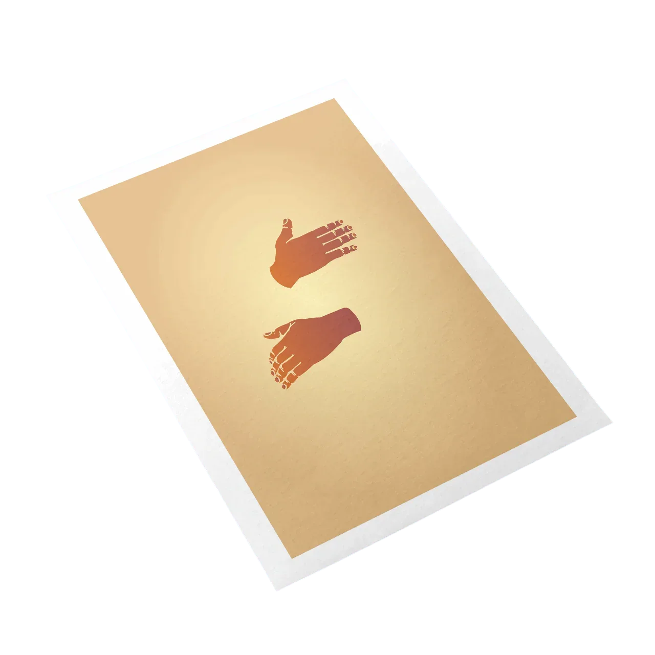 Notebook with two hands clapping illustration on a beige cover
