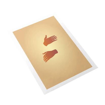 Notebook with two hands clapping illustration on a beige cover