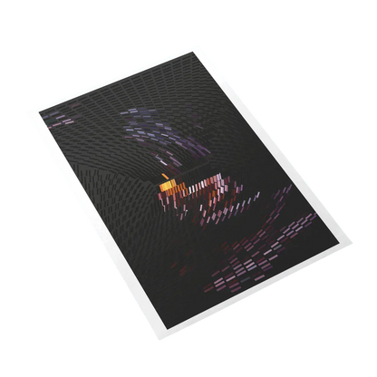 Cross-stitched piece of a cat on a black fabric background