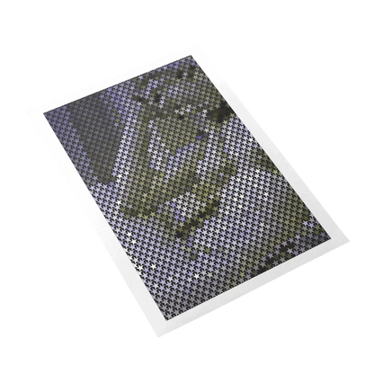 Holographic star-patterned paper on a white background