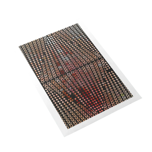 Patterned rug with a geometric design on a white background