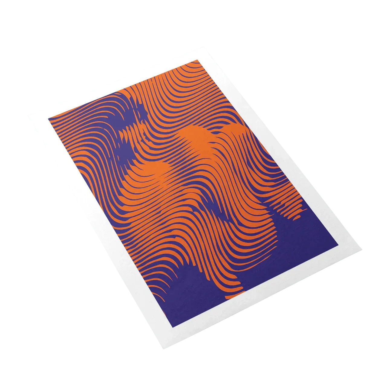 Notebook with orange and purple wavy pattern on a white background