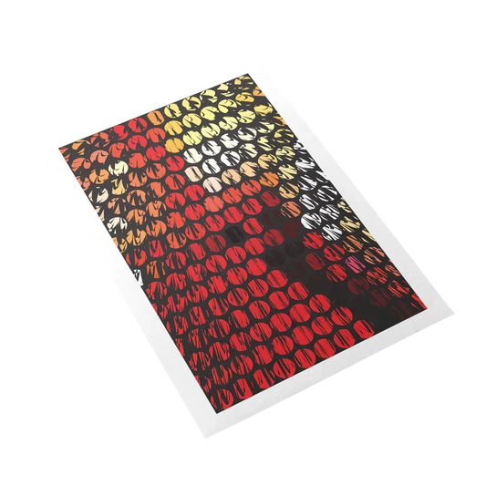 Notebook with a colorful pattern on the cover against a white background