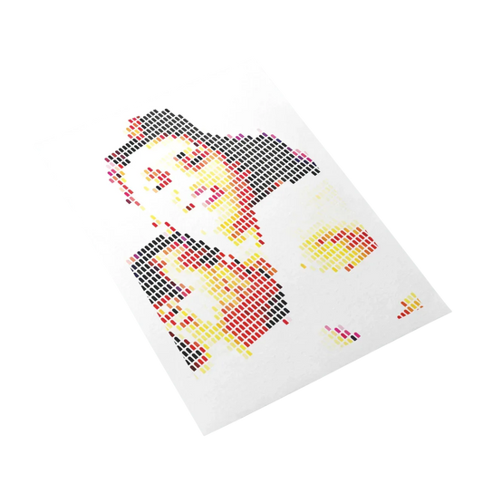 Colorful pixelated design on a white background