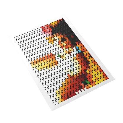 Colorful pixelated design on a white background