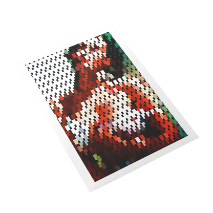 Pixelated image of a cat on a white background