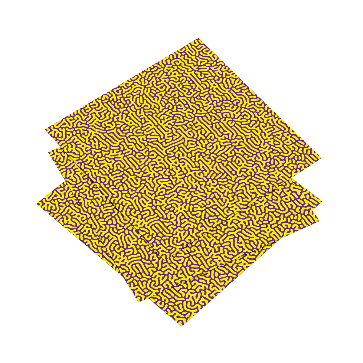 Two yellow placemats with a geometric pattern on a white background