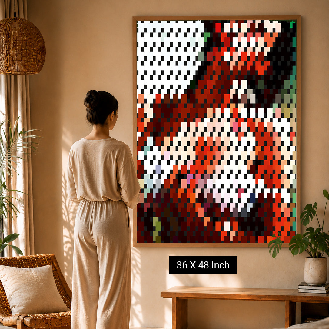 Delicate plaster lines poster for Japandi style bedroom decor