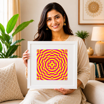 Focus-friendly optical pattern for mindfulness studios.