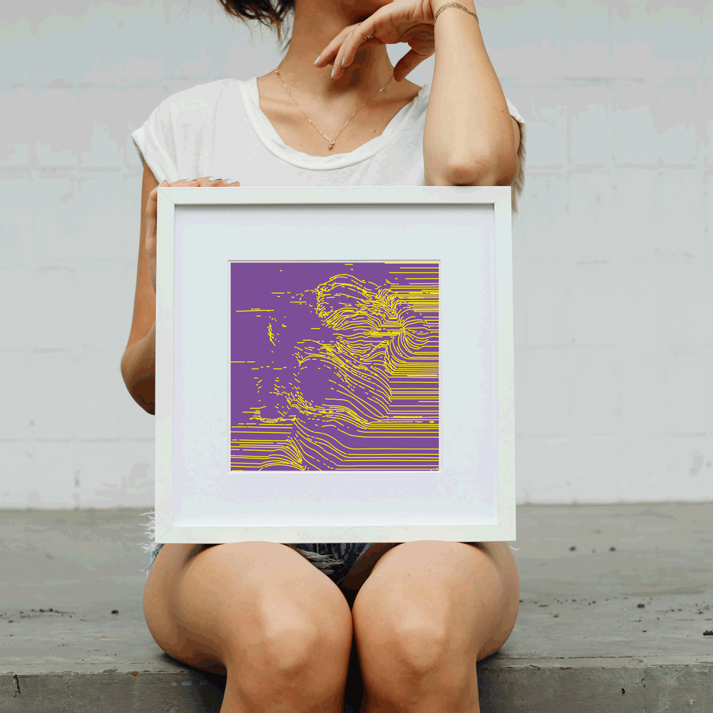 Gentle abstract horizon artwork for clinical visual regulation