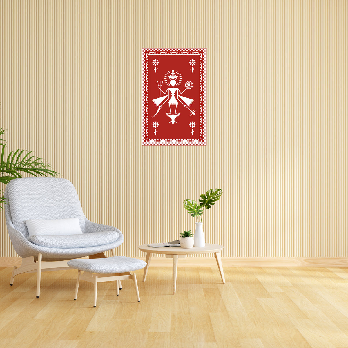 Mother Goddess of Fertility Wall Art | Warli Style Canvas | Calm Energy Decor