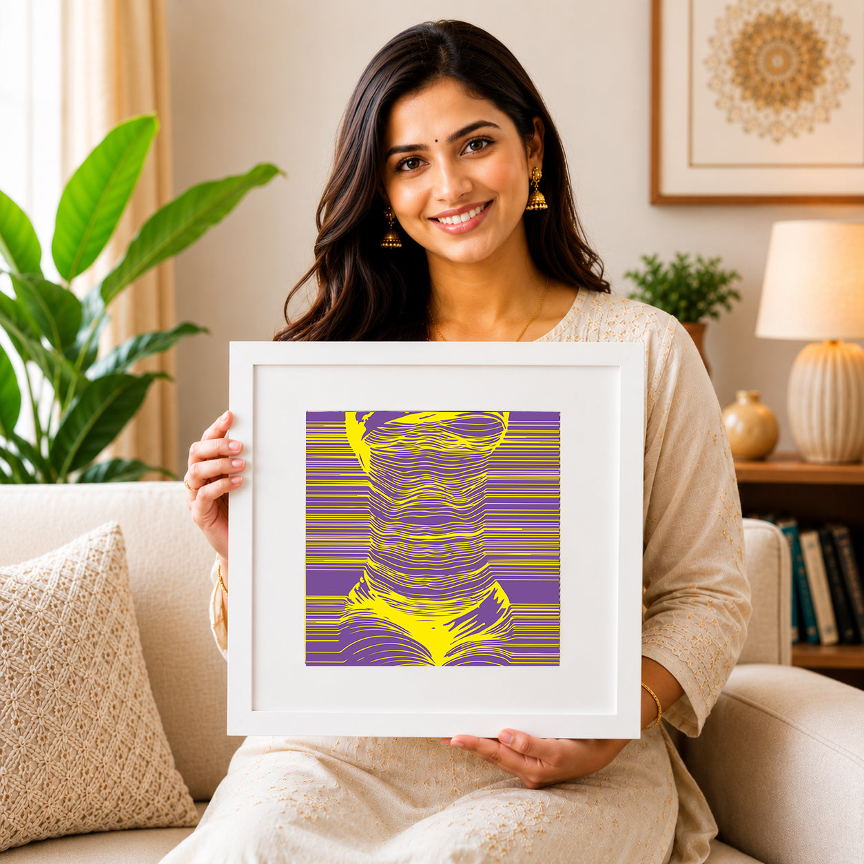 Abstract geometric illusion art print for contemporary home interiors