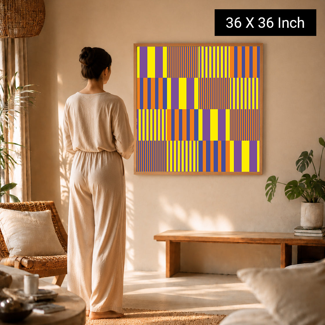 Low-contrast color field artwork designed for visual comfort