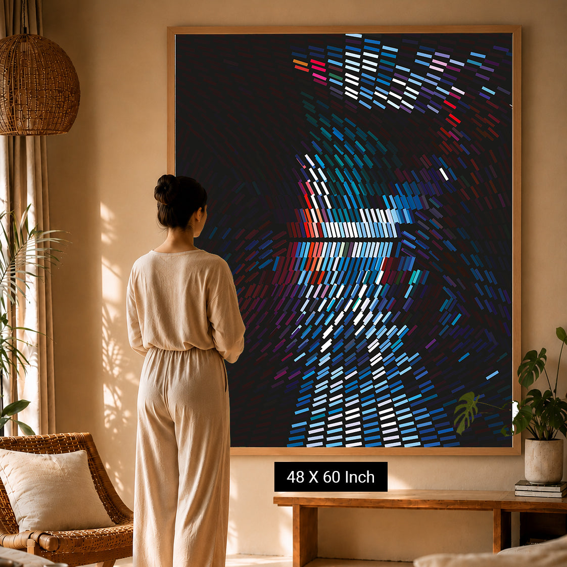 Matte finish non-glare art print for therapy room light reflection