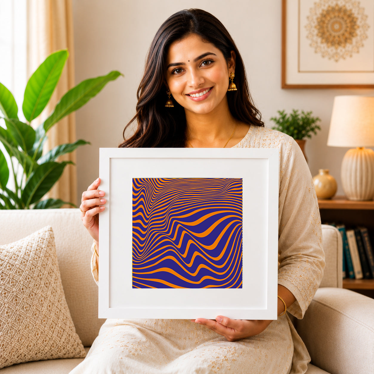 Minimal color-block therapeutic art for small clinics.