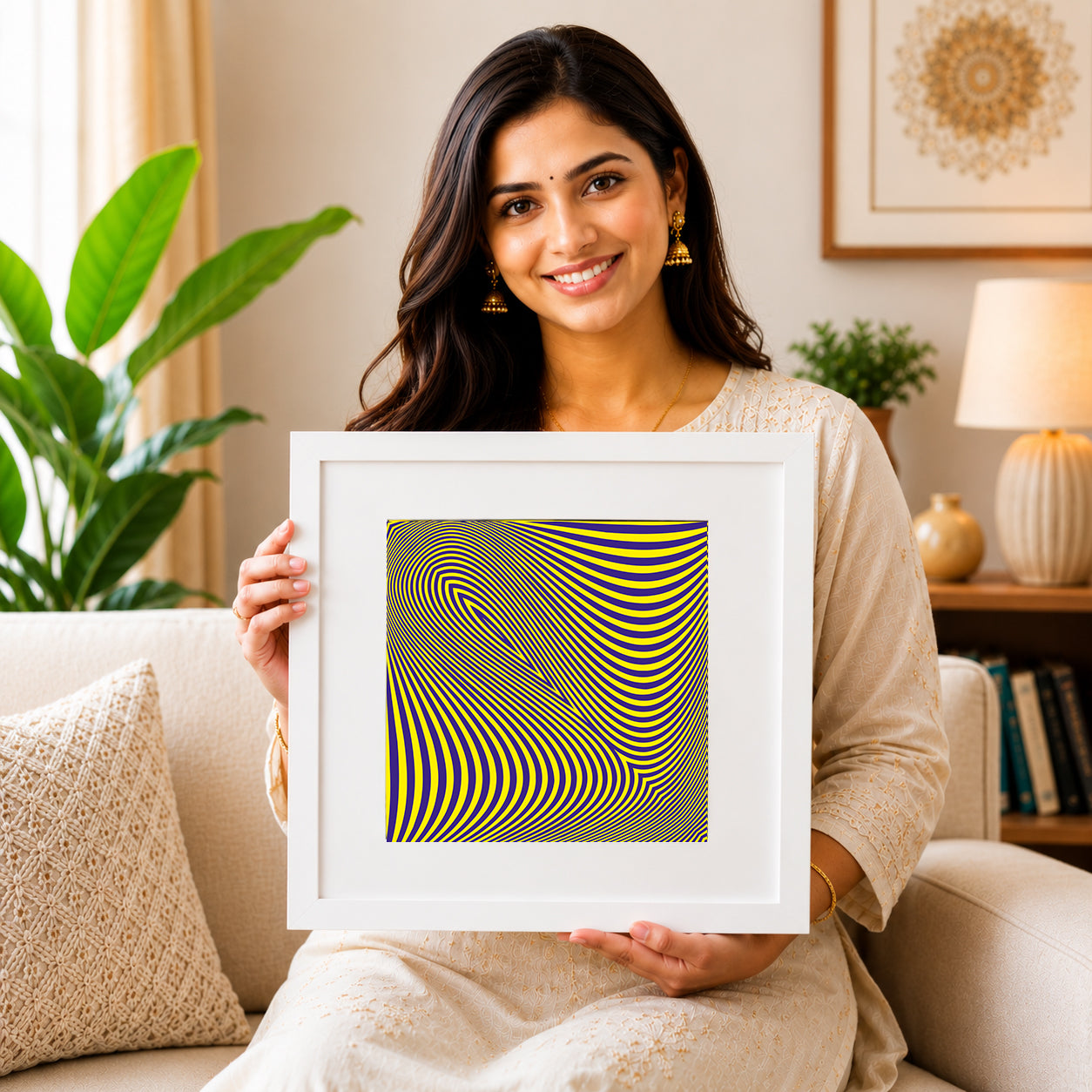 Optical illusion spiral art to focus and relax.